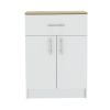 DEPOT E-SHOP Barbados Pantry Cabinet, One Drawer, Two Interior Shelves, White / Light Oak