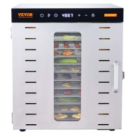 VEVOR Food Dehydrator Machine, 10 Stainless Steel Trays, 1000W Electric Food Dryer with Digital Adjustable Timer & Temperature for Jerky, Herb, Meat