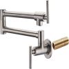 Pot Filler Faucet Wall Mount; Brushed Nickel Finish and Dual Swing Joints Design