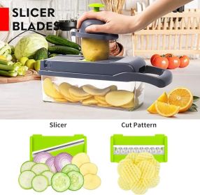 Vegetable Chopper, Pro Onion Chopper, Multifunctional 13 In 1 Food Chopper, Kitchen Vegetable Slicer Dicer Cutter,Veggie Chopper With 8 Blades