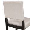 TOPMAX 2 Pieces Rustic Wooden Counter Height Upholstered Dining Chairs for Small Places, Espresso+ Beige