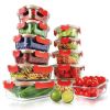 24-Piece Glass Food Storage Set with Locking Hinge Red Lids - Superior Quality