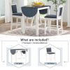 TOPMAX 3-Piece Wood Counter Height Drop Leaf Dining Table Set with 2 Upholstered Dining Chairs for Small Place, White+Gray