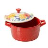 Floral 13-Ounce Assorted Color Casseroles with Lid, Set of 4