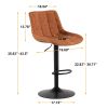 Brown Pu Leather Swivel Adjustable Height Bar Stool Chair For Kitchen(Set of 2)