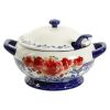 Frontier Rose Cobalt Ceramic 3.17-Quart Soup Tureen with Ladle