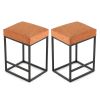 Brown Pu Upholstered Counter & Bar Stool with Footrest, PU leather (Set of 2)