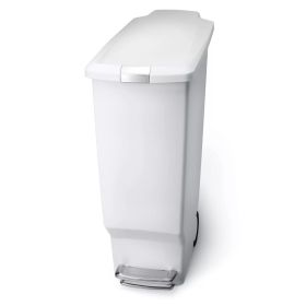 40L Slim Plastic Step Trash Can (Color: white.)